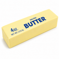 A 4 oz stick of salted butter in its yellow wrapper, shown on a clean white background.