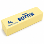 A 4 oz stick of salted butter in its yellow wrapper, shown on a clean white background.